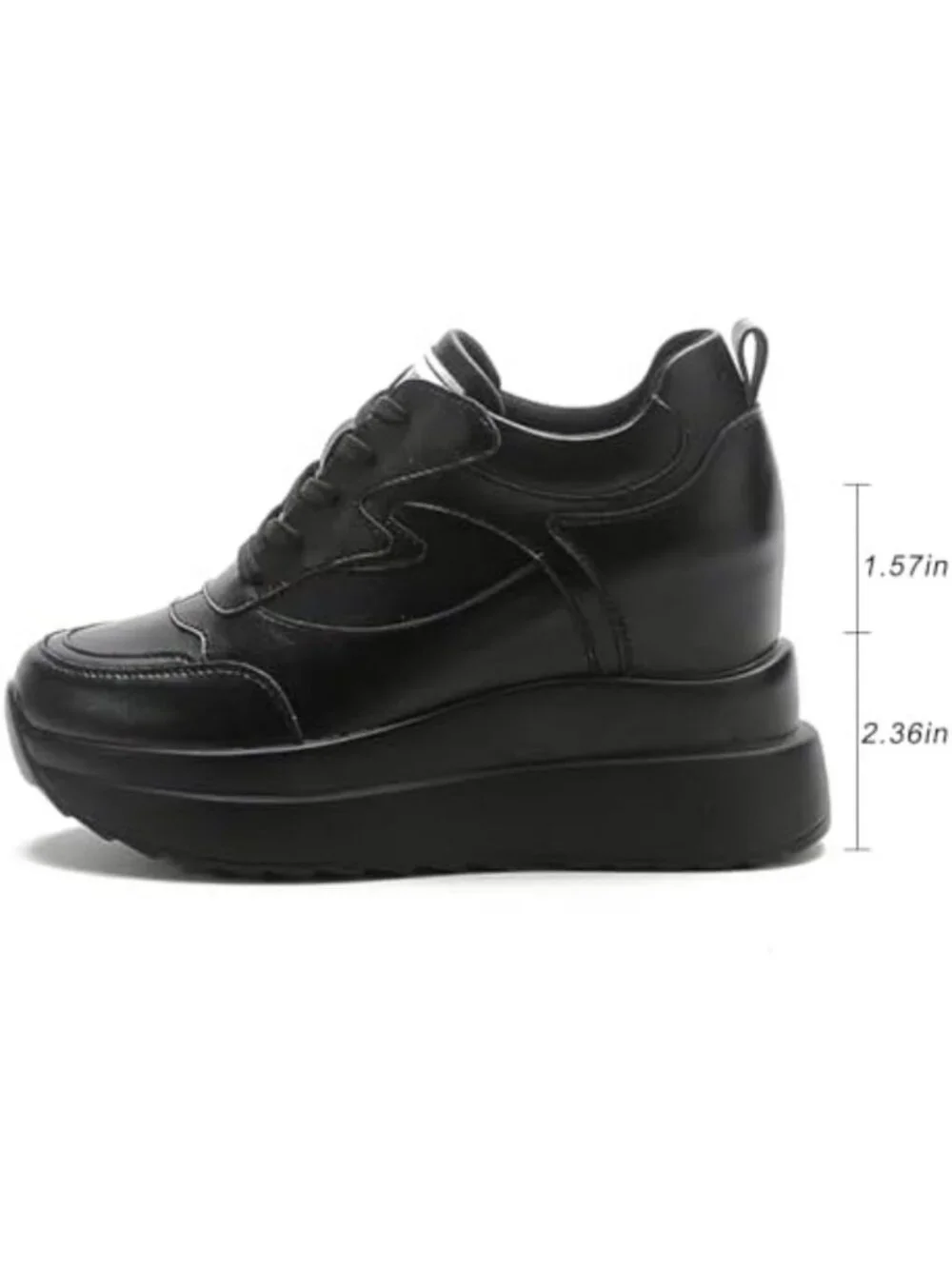 Stylish Platform Sneakers for Women - High Hidden Heel Wedge Lace-Up Tennis